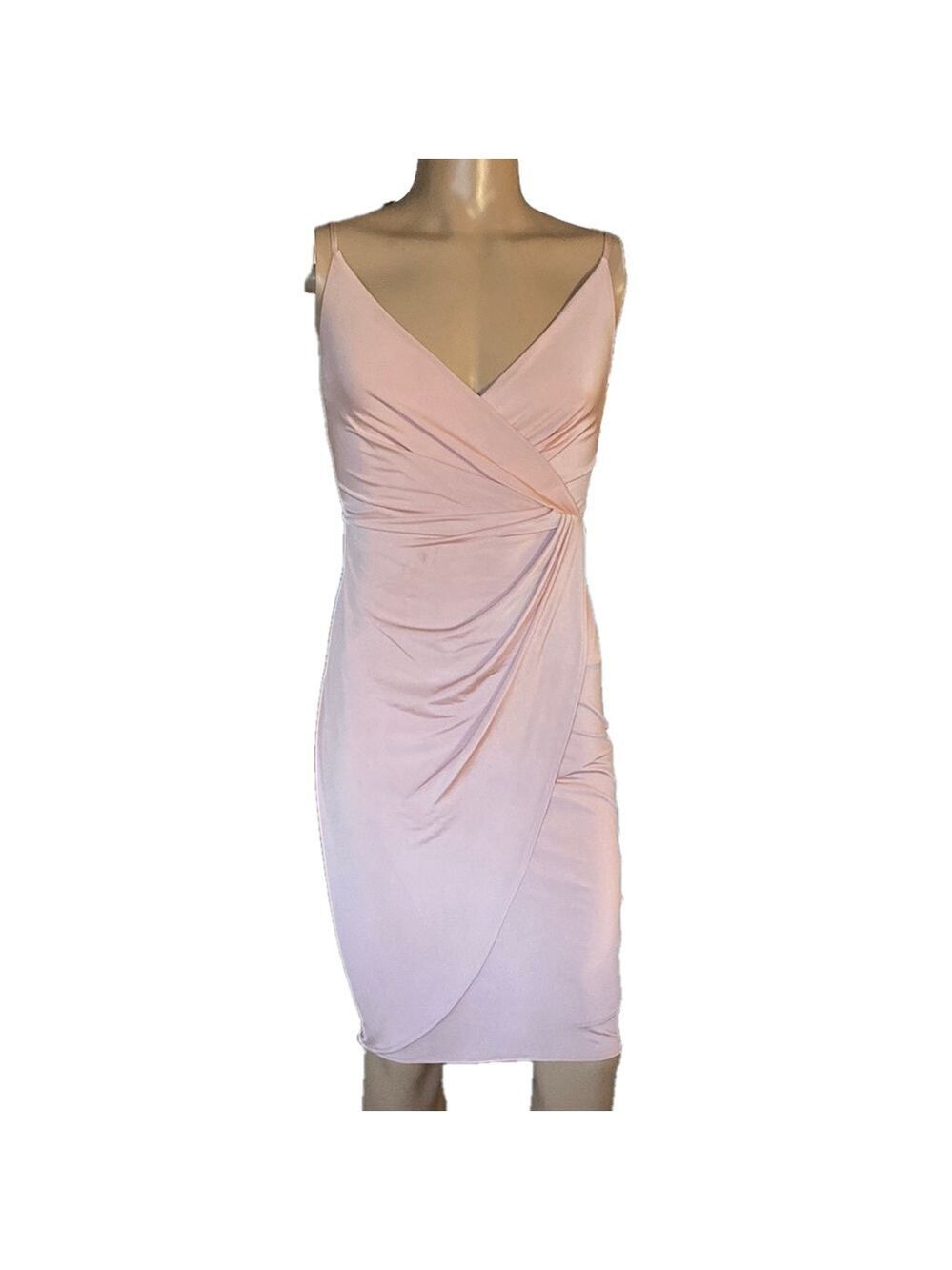 Matthew Williamson Pink Ruched Midi Dress with V-Neck for Cocktail